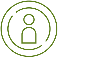 Symbol einer stilisierten Person, umgeben von einem Kreis.