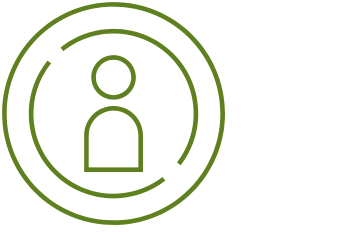 Symbol einer stilisierten Person, umgeben von einem Kreis.